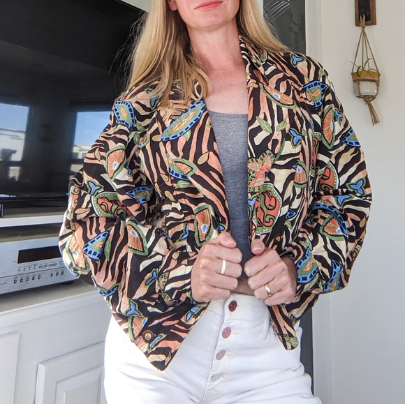 Vintage silk cropped double breasted blazer/jacket - Picture 1 of 11
